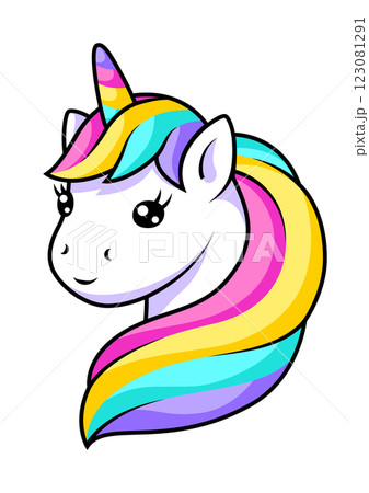 Illustration of unicorn. Happy birthday party item. 123081291