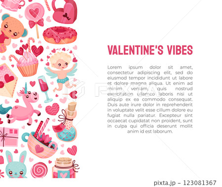 Valentines Day Symbol and Attribute with Heart Banner Design Vector Template Valentines Day Symbol and Attribute with Heart Banner Design Vector Template 123081367