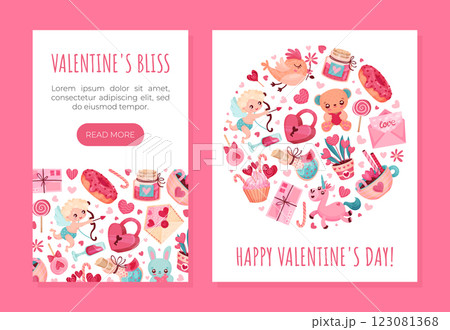 Valentines Day Symbol and Attribute with Heart Banner Design Vector Template Valentines Day Symbol and Attribute with Heart Banner Design Vector Template 123081368