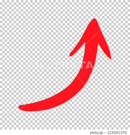 Hand-drawn upward arrow red 123081370