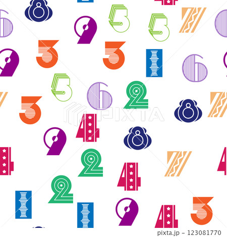 Seamless pattern with beautiful numbers. Algebra and geometry, calculations Seamless pattern with beautiful numbers. Algebra and geometry, calculations 123081770