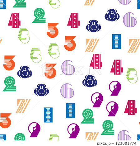 Seamless pattern with beautiful numbers. Algebra and geometry, calculations Seamless pattern with beautiful numbers. Algebra and geometry, calculations 123081774
