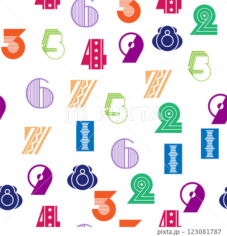 Seamless pattern with beautiful numbers. Algebra and geometry, calculations 123081787