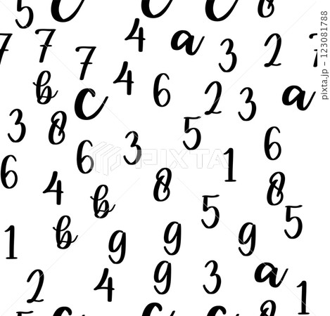 Seamless pattern with beautiful numbers. Algebra and geometry, calculations 123081788
