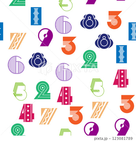 Seamless pattern with beautiful numbers. Algebra and geometry, calculations 123081789