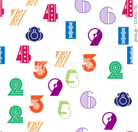 Seamless pattern with beautiful numbers. Algebra and geometry, calculations 123081791