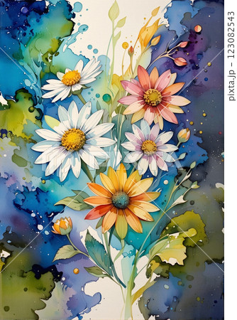 幻想的な水彩画　花 123082543