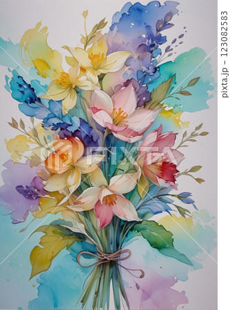 幻想的な水彩画　花 123082583