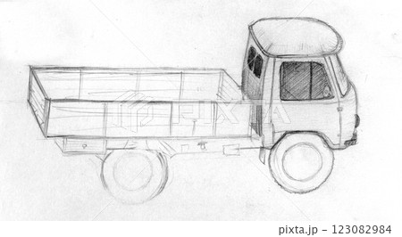 pencil drawing illustration, sketch, hand made 123082984