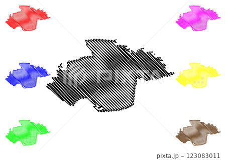 Thurrock Borough and unitary authority area (United Kingdom of Great Britain and Northern Ireland, ceremonial county Essex, England) map vector illustration, scribble sketch map 123083011