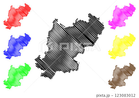 Tonbridge and Malling Non-metropolitan district (United Kingdom of Great Britain and Northern Ireland, ceremonial county Kent, England) map vector illustration, scribble sketch map 123083012