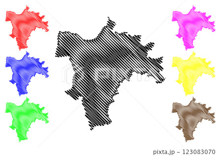 Torridge Non-metropolitan district (United Kingdom of Great Britain and Northern Ireland, ceremonial county Devon or Devonshire, England) map vector illustration, scribble sketch map 123083070