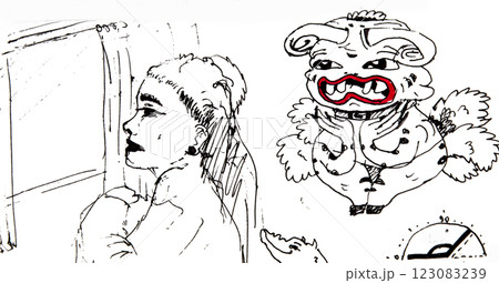 Manga style illustration drawing, sketch Manga style illustration drawing, sketch 123083239