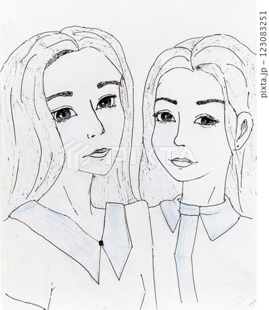 Manga style illustration drawing, sketch Manga style illustration drawing, sketch 123083251