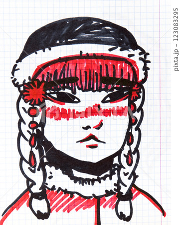 Manga style illustration drawing, sketch 123083295