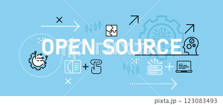 Open source conceptual software programming repository management version control license development engine coding technology icon concept design illustration 123083493