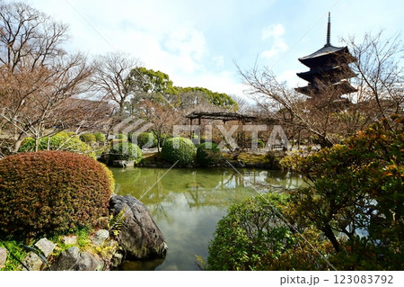 京都府　東寺・庭園 瓢箪池 五重塔　京都市 南区 九条町　2022年2月 123083792