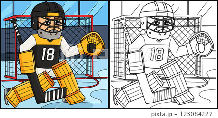 Ice Hockey Boy Player Defenceman Illustration Ice Hockey Boy Player Defenceman Illustration 123084227