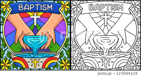 Baptism Hands Pouring Water Coloring Illustration Baptism Hands Pouring Water Coloring Illustration 123084228