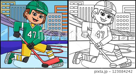 Ice Hockey Girl Player Receiving Illustration Ice Hockey Girl Player Receiving Illustration 123084242