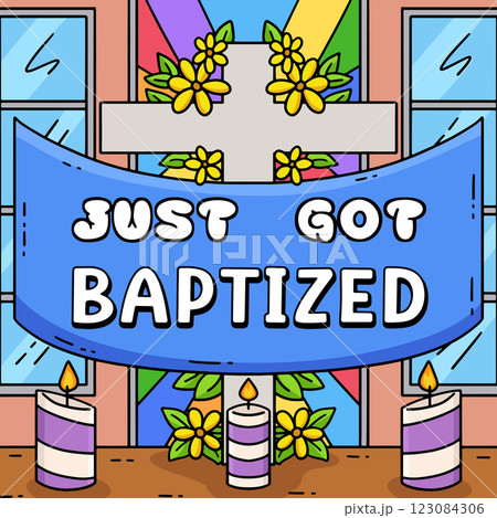Baptism Just Got Baptized Colored Cartoon  123084306