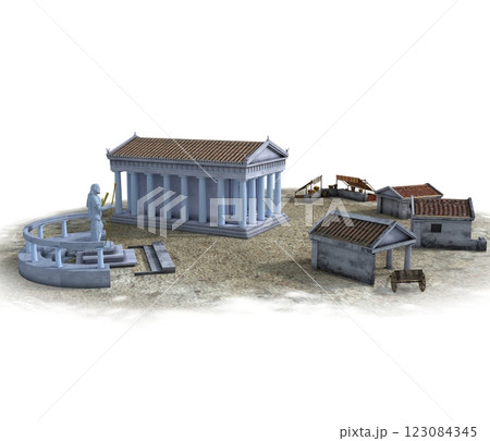 old town, 3d visualization, illustration old town, 3d visualization, illustration 123084345