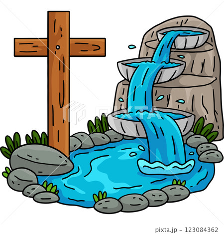 Baptism Fountain and Cross Cartoon Colored Clipart Baptism Fountain and Cross Cartoon Colored Clipart 123084362