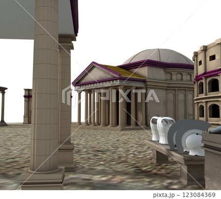 old town, 3d visualization, illustration 123084369