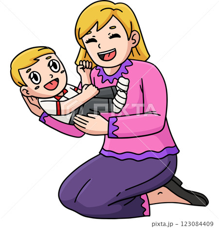Baptism Mother and Baby Cartoon Colored Clipart  123084409
