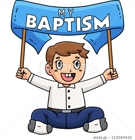 Baptism Baby Holding a Banner Cartoon Clipart Baptism Baby Holding a Banner Cartoon Clipart 123084410