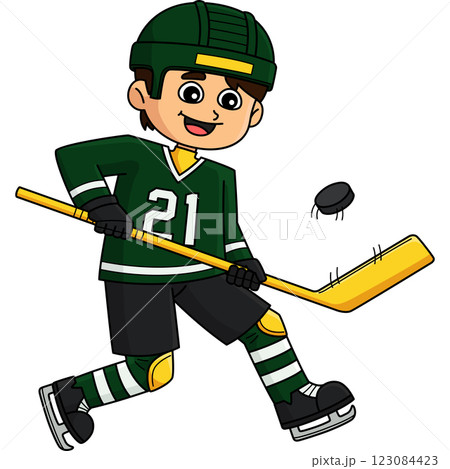 Ice Hockey Boy Player Doing Tricks Clipart  123084423