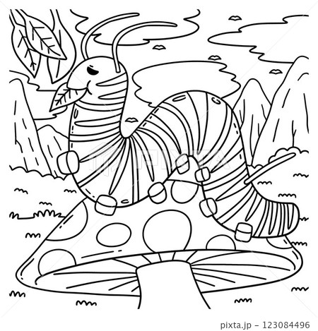 Insect Caterpillar Animal Coloring Page for Kids  123084496
