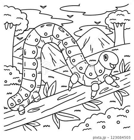 Insect Inchworm Animal Coloring Page for Kids  123084503