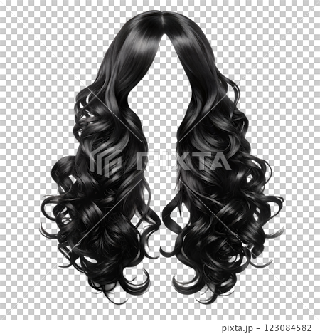 Black and white drawing of curly hair on a isolated background 123084582