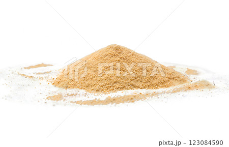 There is a sizable pile of fine sand resting on a clean isolated background There is a sizable pile of fine sand resting on a clean isolated background 123084590