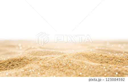 A large heap of golden sand on a beautiful beach with a isolated background 123084592