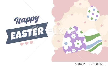 Happy Easter Egg Hunting Poster Panoramic Banner Happy Easter Egg Hunting Poster Panoramic Banner 123084658
