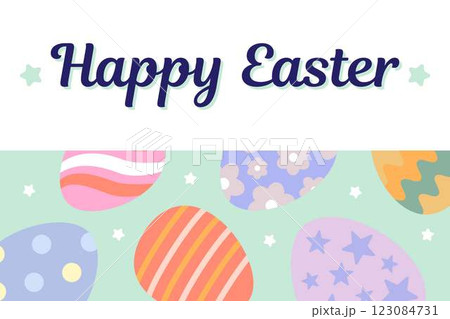 Happy Easter Egg Hunting Poster Horizontal Banner Happy Easter Egg Hunting Poster Horizontal Banner 123084731