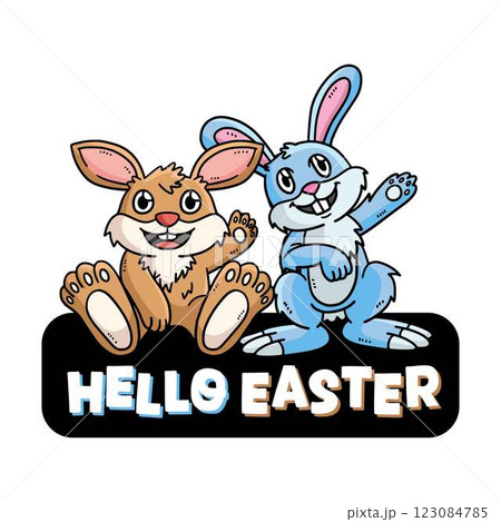 Happy Easter Typography Isolated White Background  123084785