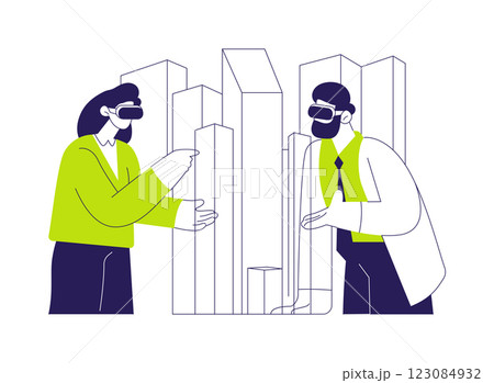 Virtual reality in architecture abstract concept vector illustration. Virtual reality in architecture abstract concept vector illustration. 123084932
