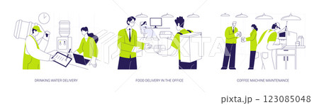 Office delivery service abstract concept vector illustrations. Office delivery service abstract concept vector illustrations. 123085048
