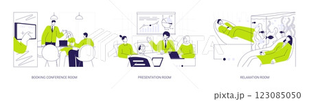 Office facilities abstract concept vector illustrations. 123085050