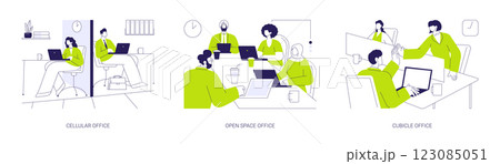 Types of offices abstract concept vector illustrations. Types of offices abstract concept vector illustrations. 123085051