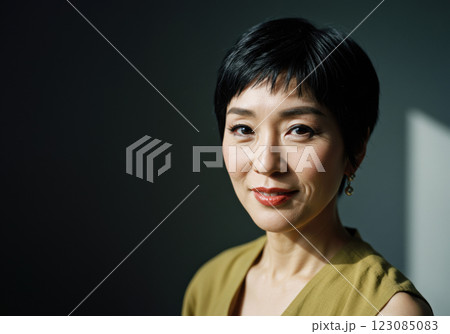 カメラ目線で見つめる笑顔のシニア女性(AI生成画像) カメラ目線で見つめる笑顔のシニア女性(AI生成画像) 123085083