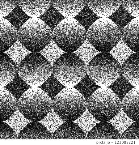 Abstract background with dotted circles and rhombuses. Random stipple dots background. Black dots on a white background. 123085221