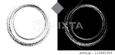 Abstract background with rhombuses in circle. Art design spiral as logo or icon. A black figure on a white background and an equally white figure on the black side. 123085304