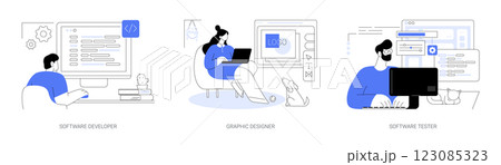 Remote IT jobs isolated cartoon vector illustrations se Remote IT jobs isolated cartoon vector illustrations se 123085323