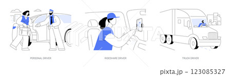 Driving professions isolated cartoon vector illustrations se Driving professions isolated cartoon vector illustrations se 123085327