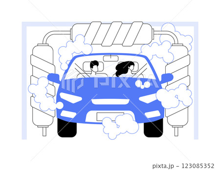 Tunnel car wash isolated cartoon vector illustrations. Tunnel car wash isolated cartoon vector illustrations. 123085352