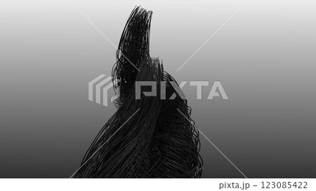 Digital black optic fibres connection on bright gradient background. dynamic tech wires data network information concept. 123085422